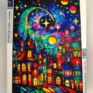 Houses In The Night Diamond Art